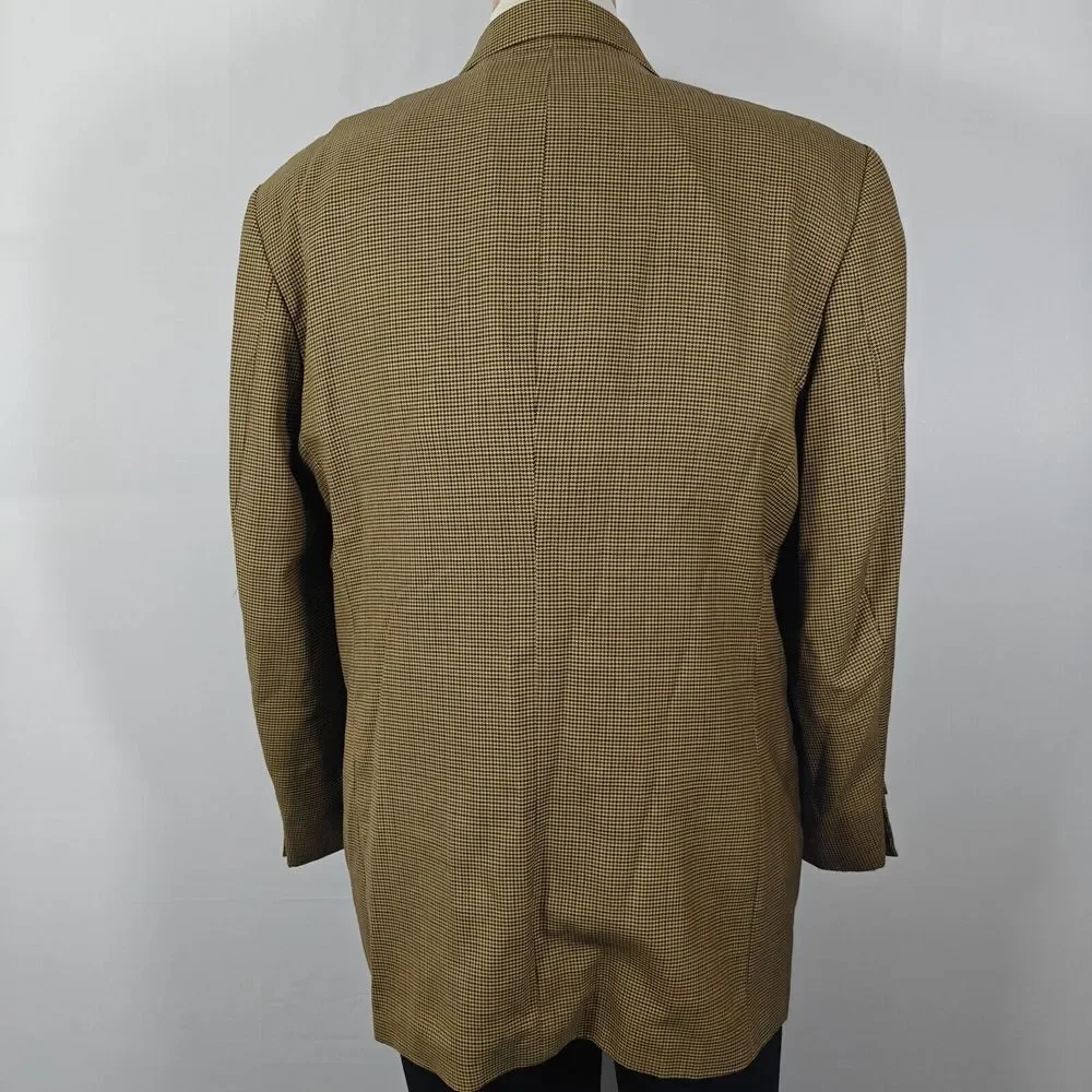 Nautica Men's Sport Coat Blazer‎ Three Button Brown Black Olive Houndstooth 44L
